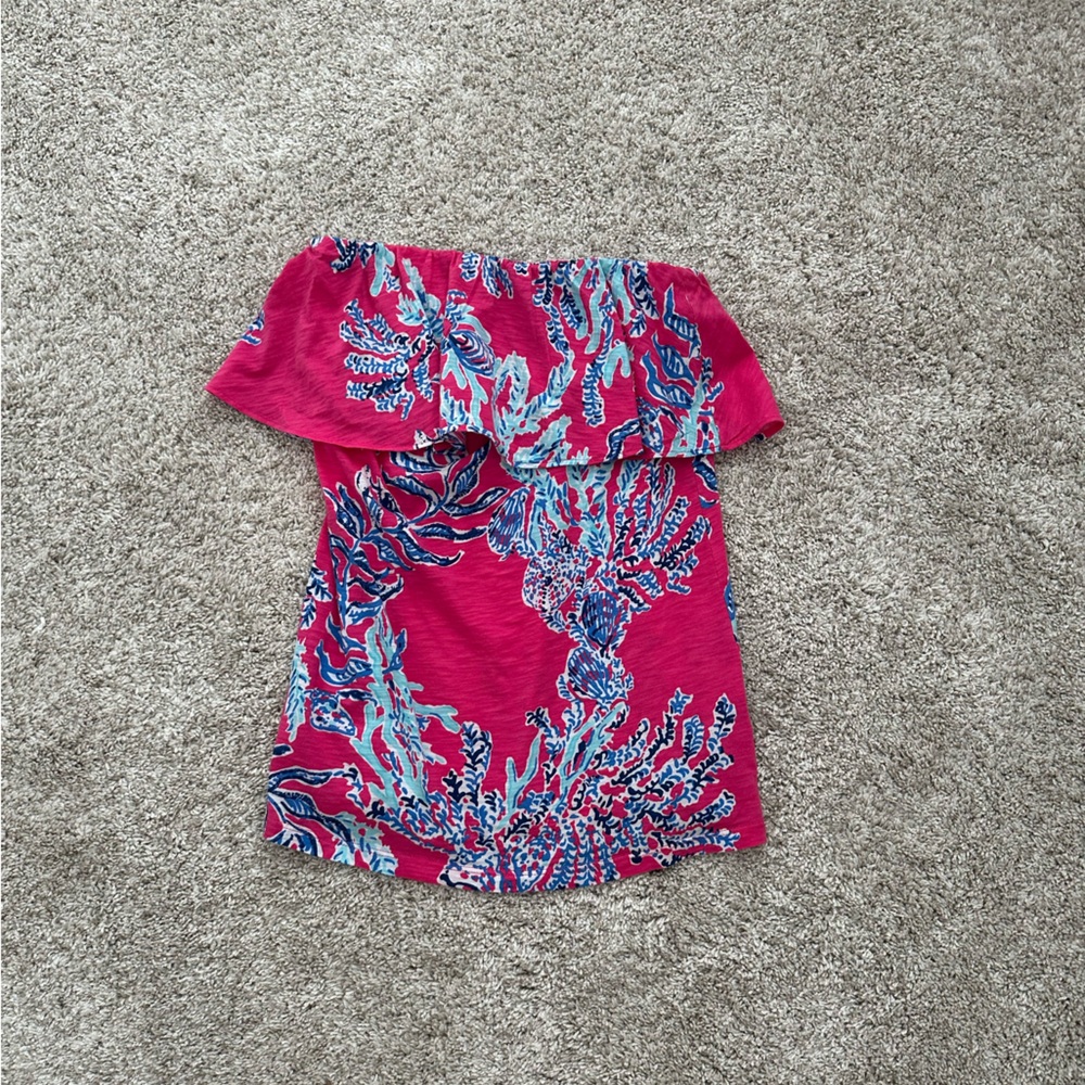 Lilly Pulitzer Strapless Wiley Tube Top Capri Pink Samba Coral Women's XS